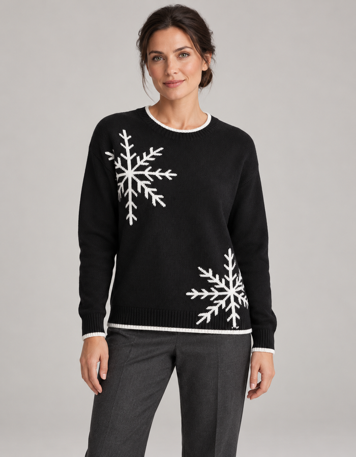 Women’s Christmas Jumper With Snowflake Crew Neck