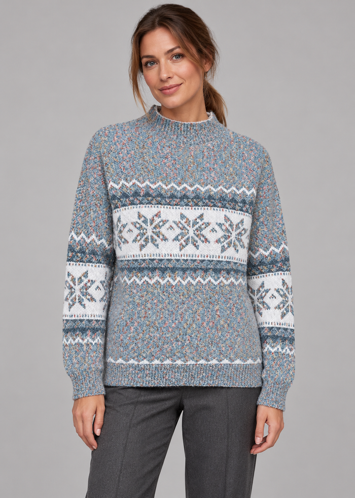 Women’s Christmas Jumper With Snowflake Mock Neck