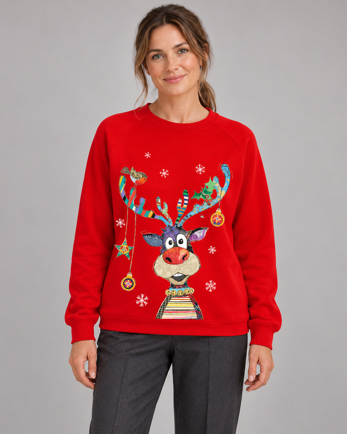 Women’s Christmas Jumper With Reindeer Graphic