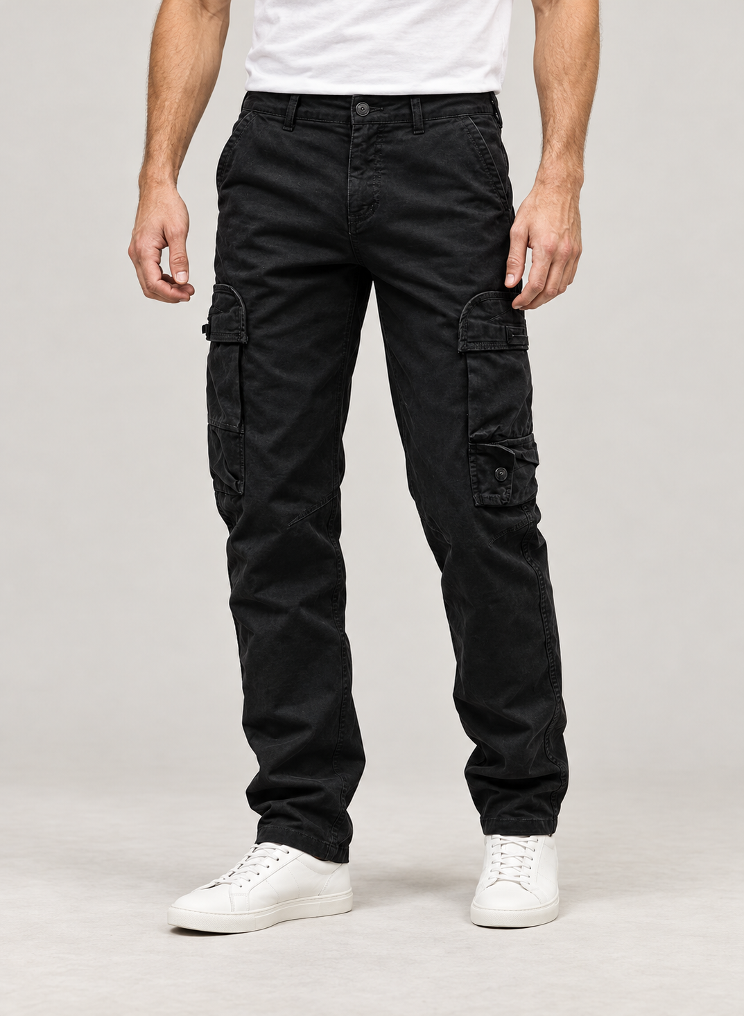 Men's Cargo Trousers – Cotton-Blend Relaxed Straight-Leg Fit