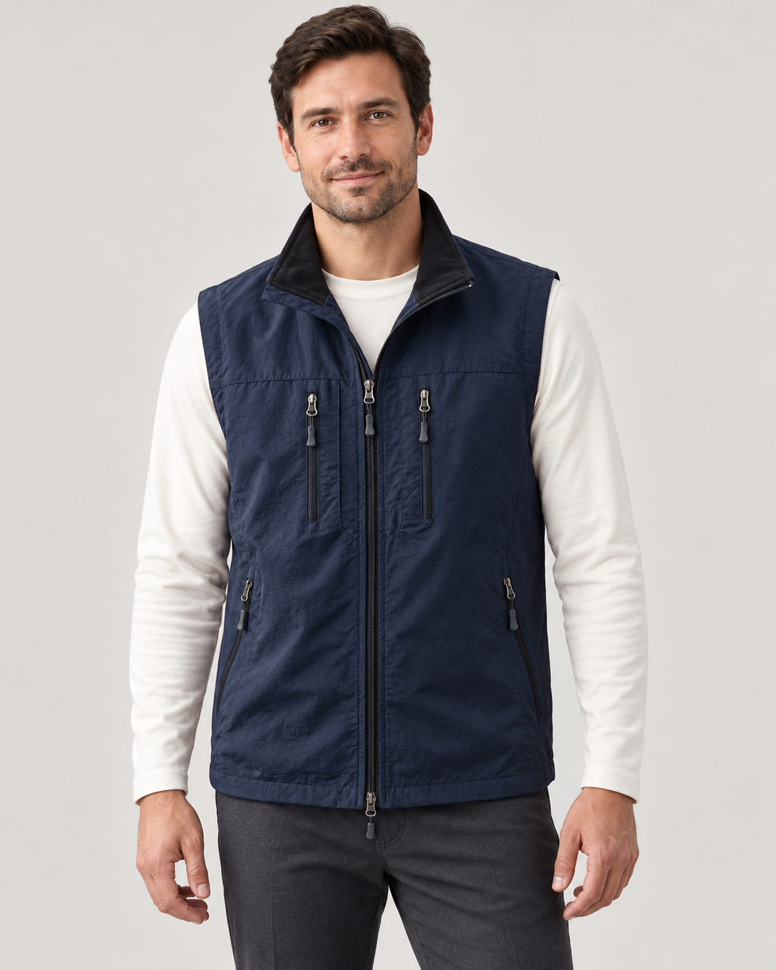 Men’s Gilet In Cotton With Zip Pockets