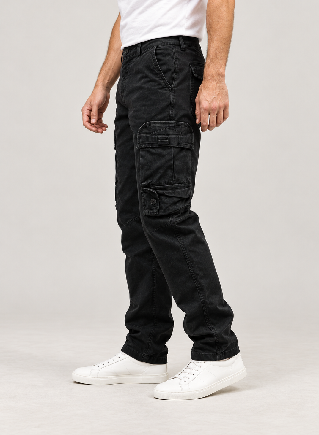 Men's Cargo Trousers – Cotton-Blend Relaxed Straight-Leg Fit