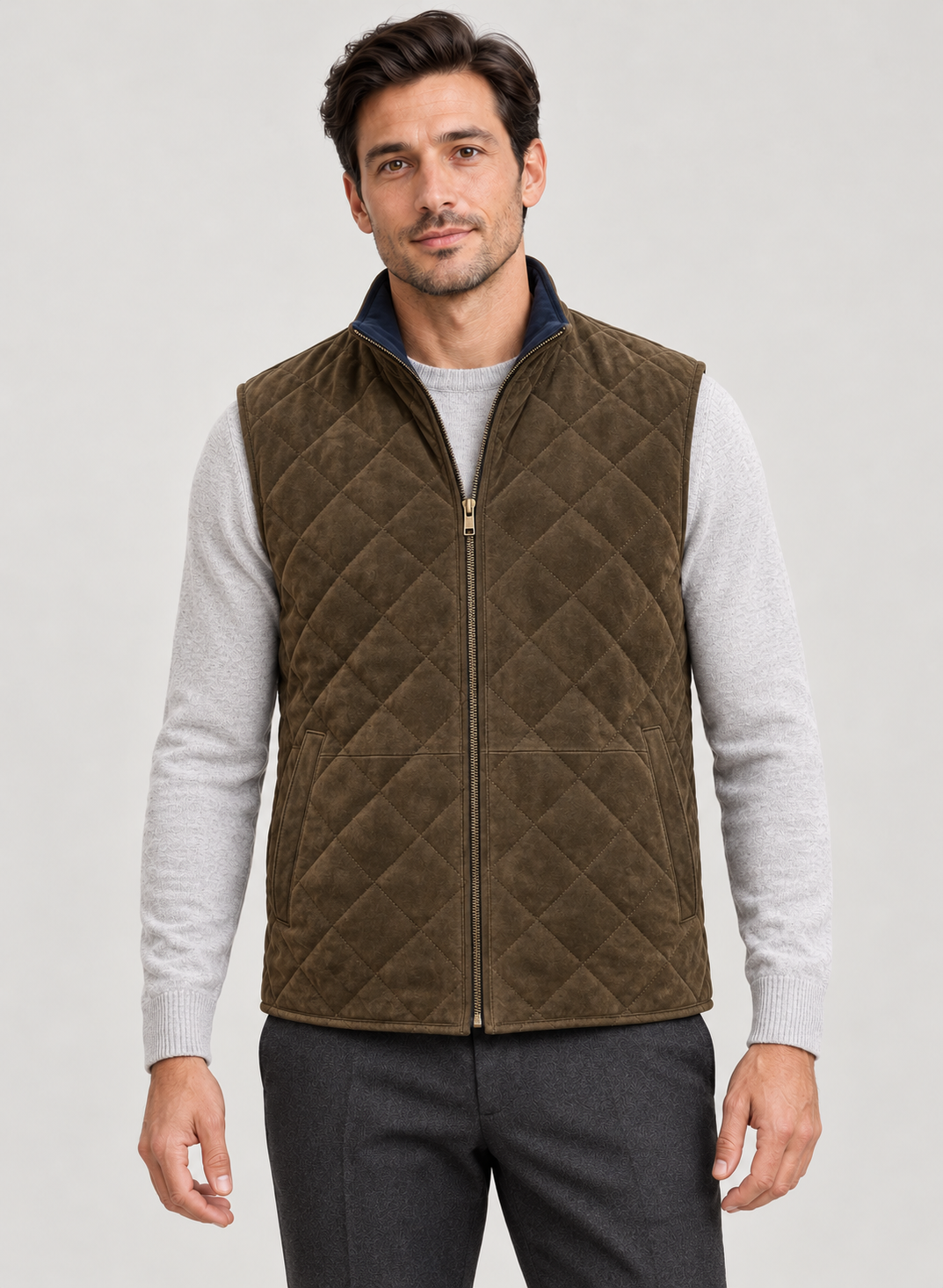 Men’s Gilet With Quilted Microsuede