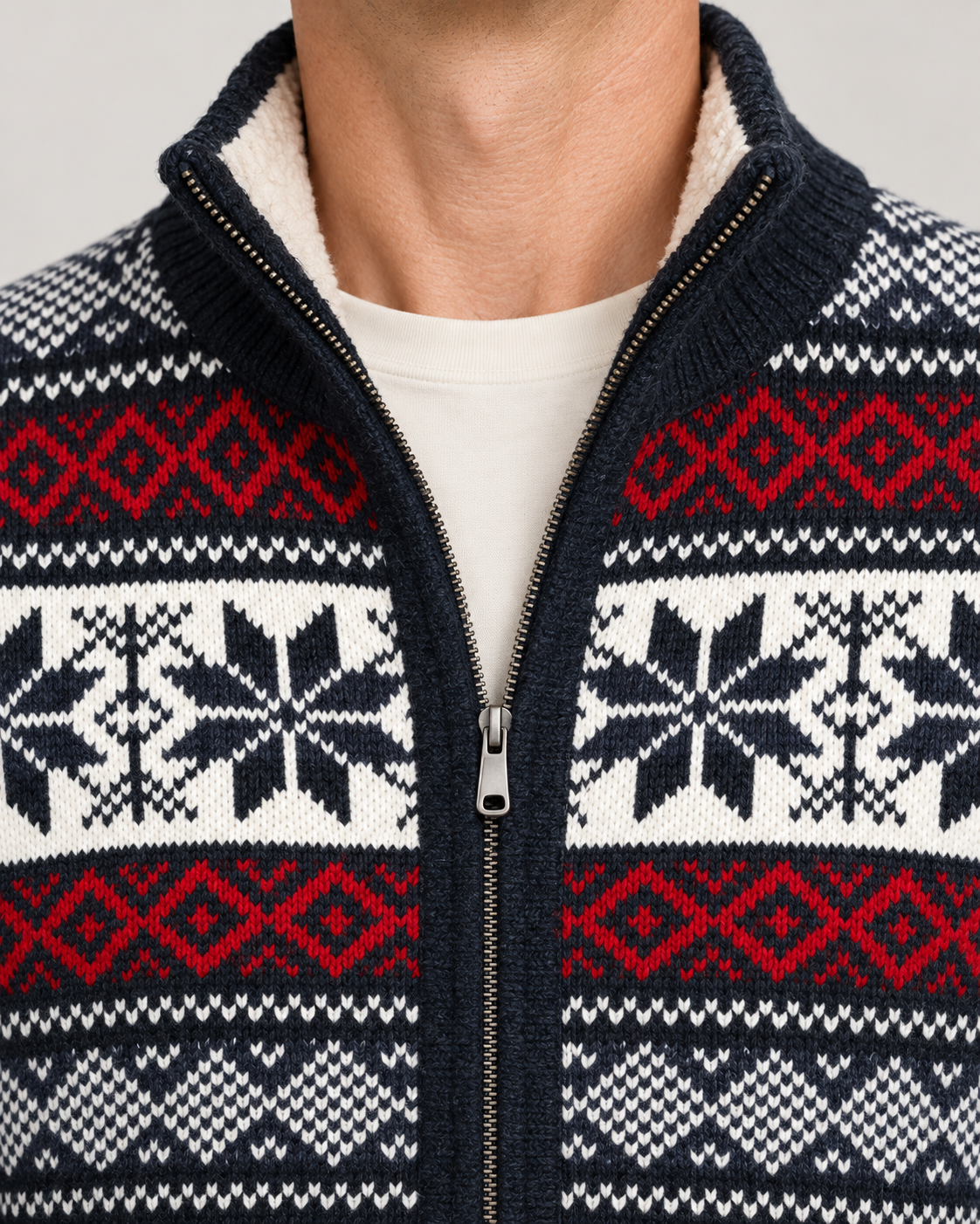 Men’s Cardigan With Nordic Knit And Zip