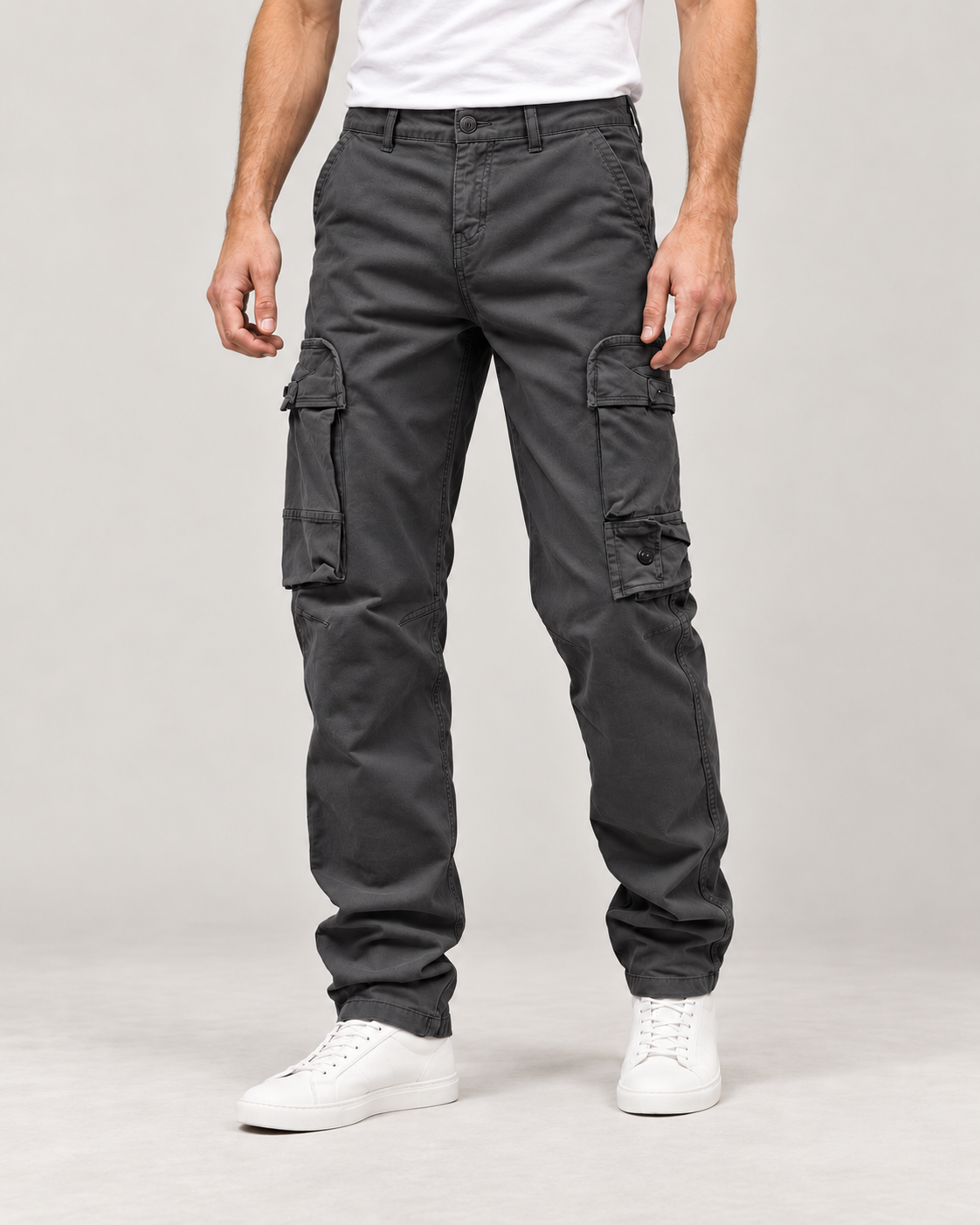 Men's Cargo Trousers – Cotton-Blend Relaxed Straight-Leg Fit