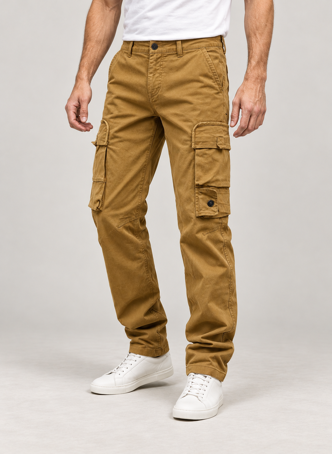 Men's Cargo Trousers – Cotton-Blend Relaxed Straight-Leg Fit