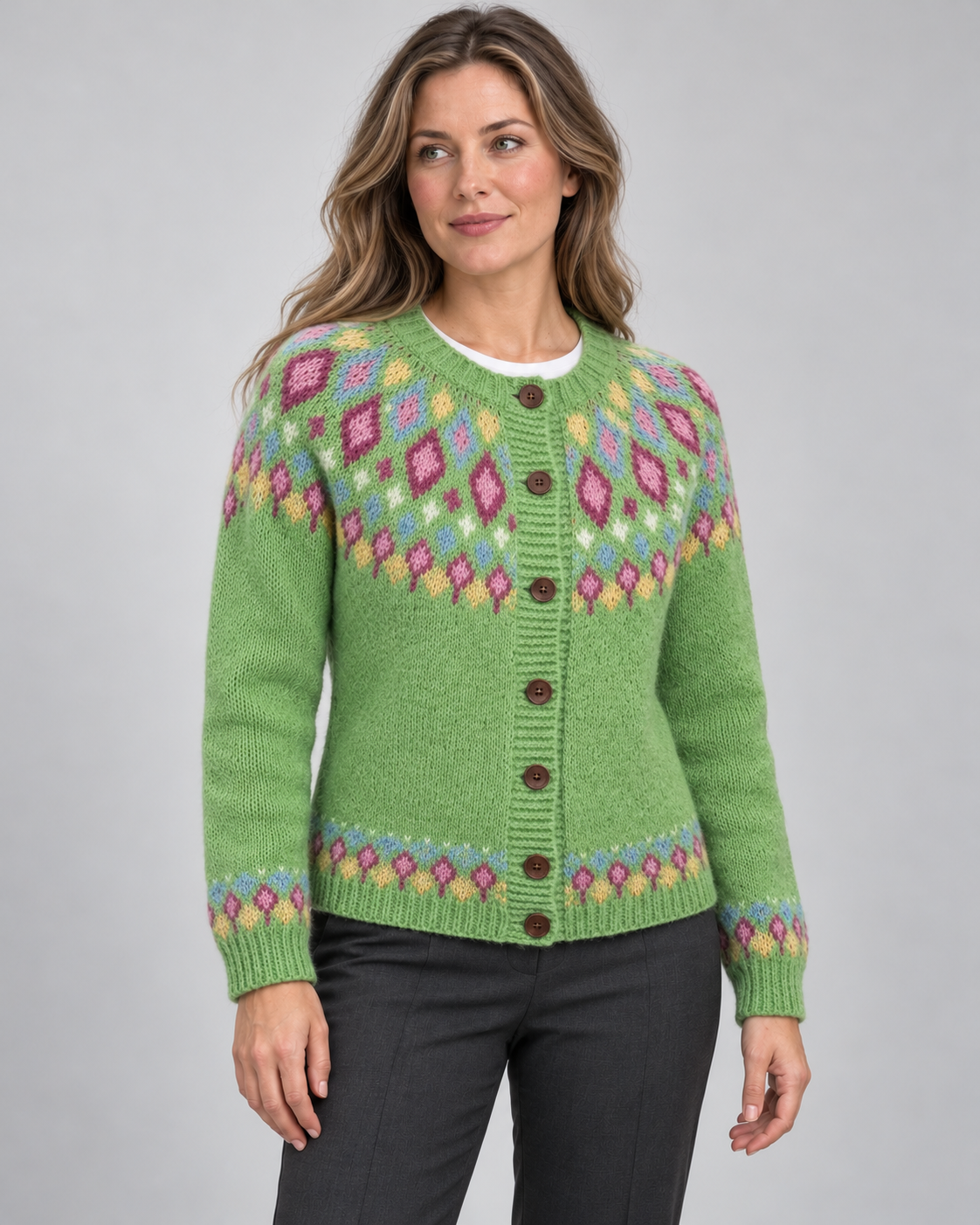 Women’s Cardigan With Fair Isle Yoke