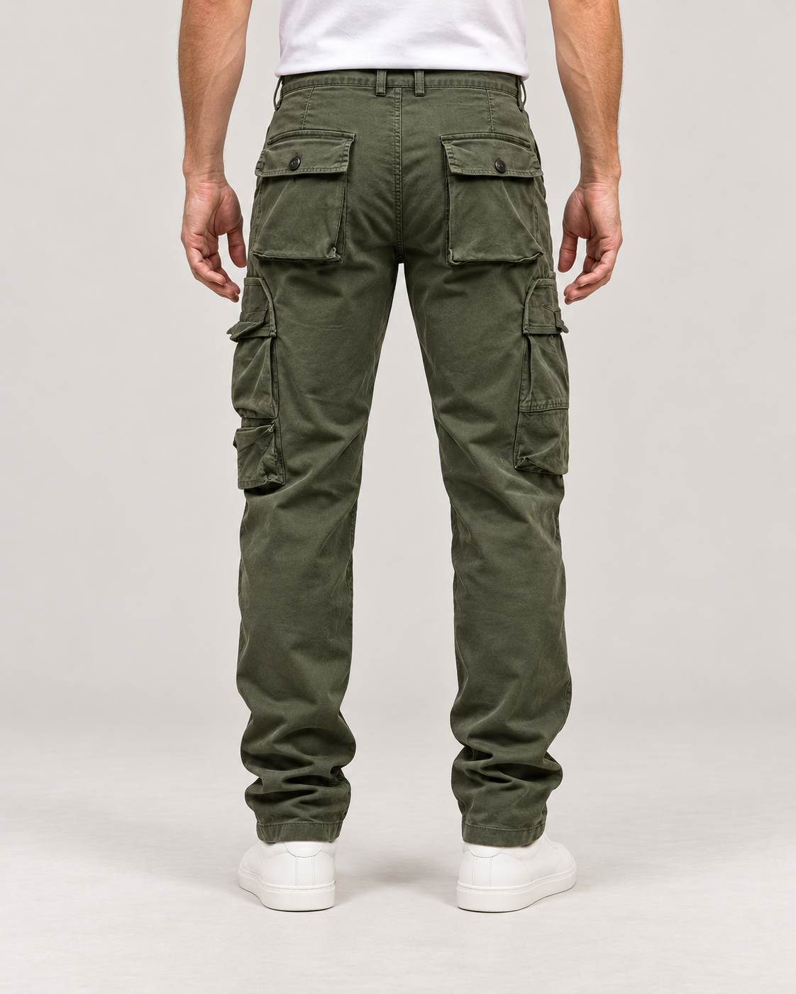 Men's Cargo Trousers – Cotton-Blend Relaxed Straight-Leg Fit