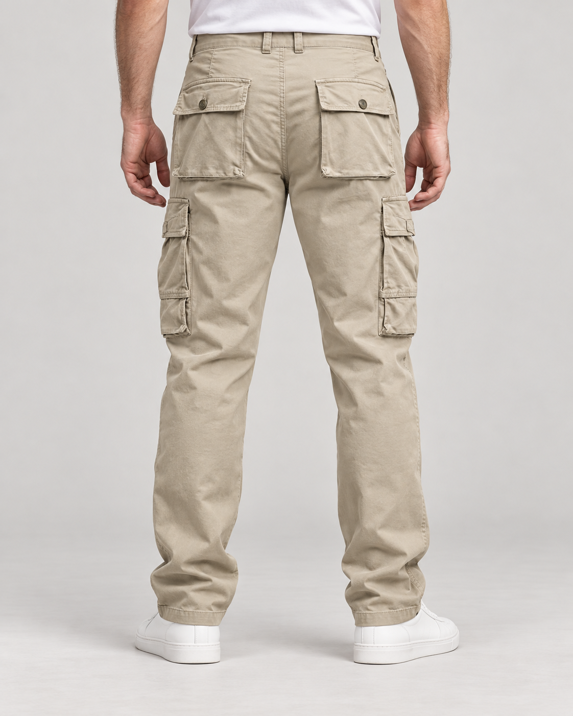 Men's Cargo Trousers – Cotton-Blend Relaxed Straight-Leg Fit