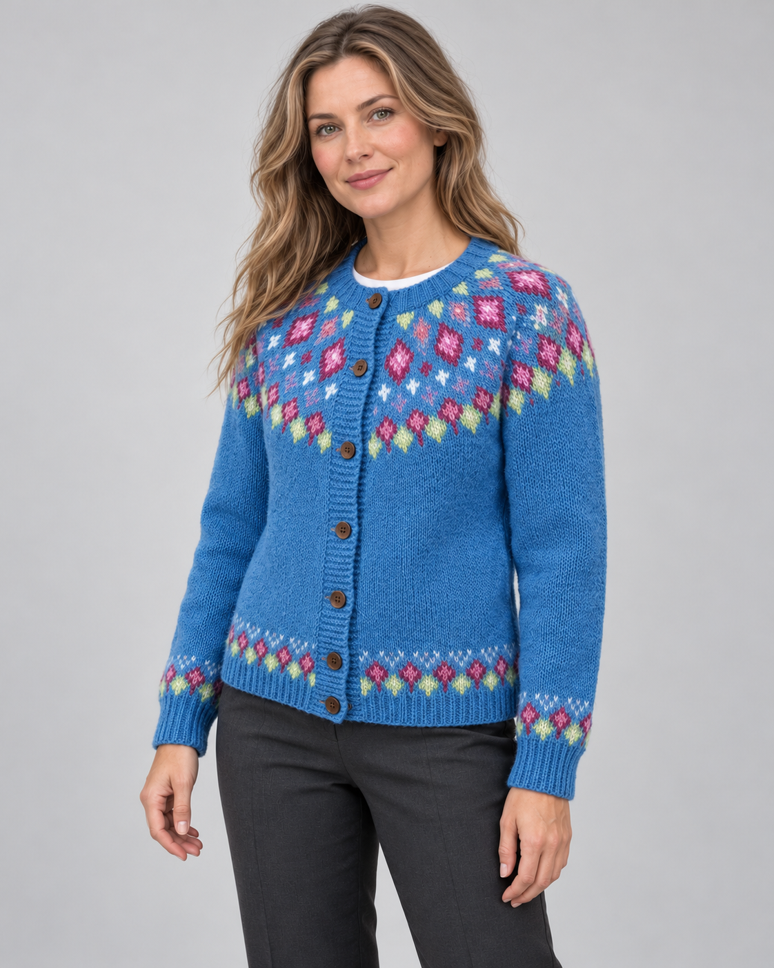 Women’s Cardigan With Fair Isle Yoke