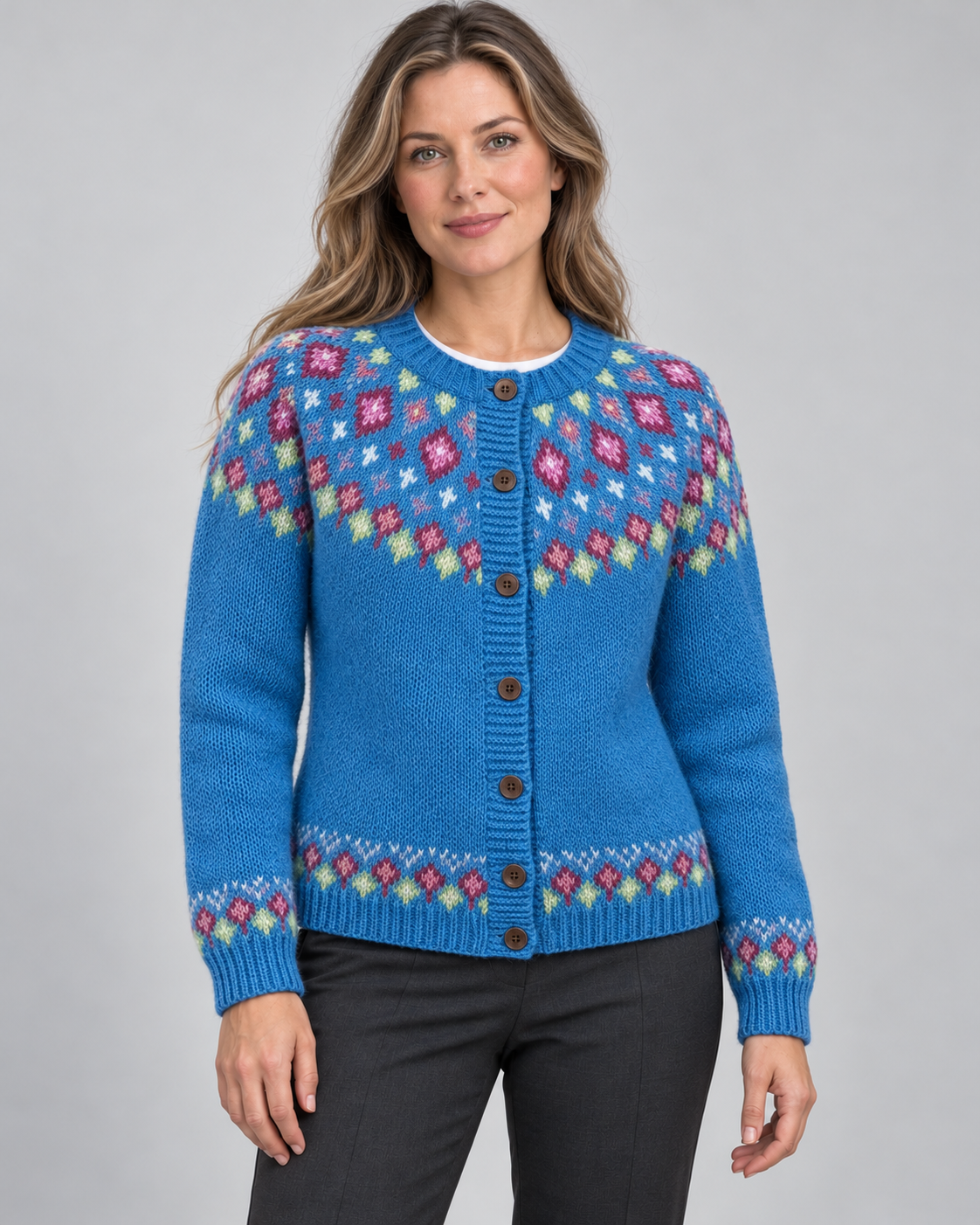 Women’s Cardigan With Fair Isle Yoke