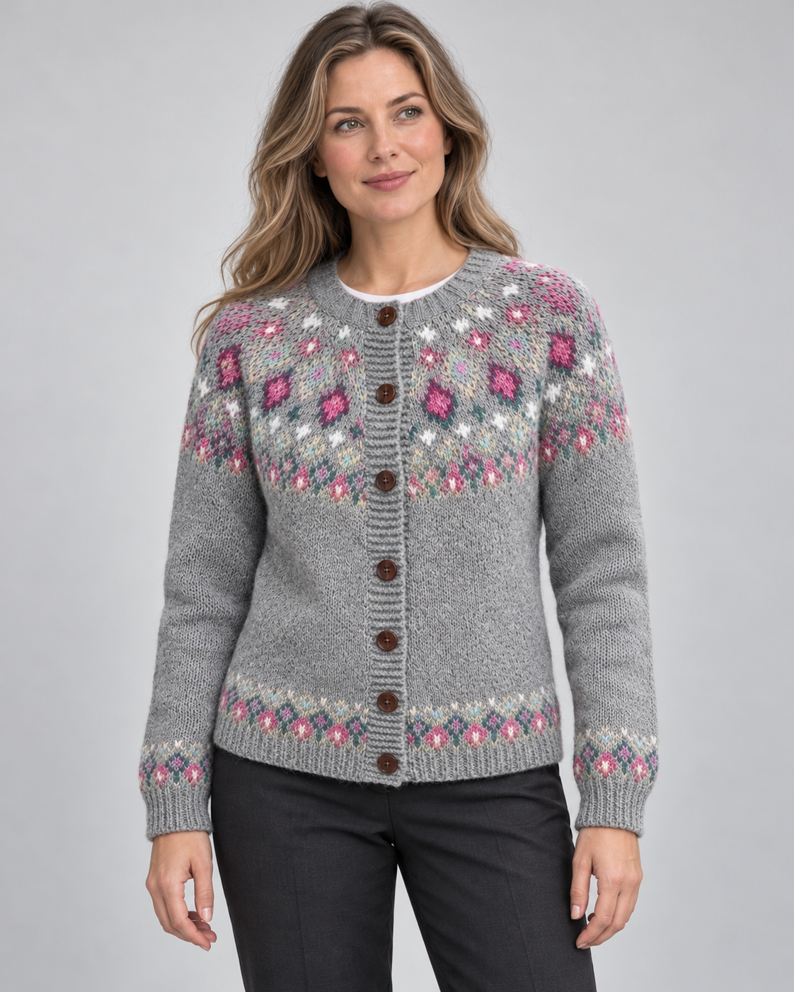 Women’s Cardigan With Fair Isle Yoke