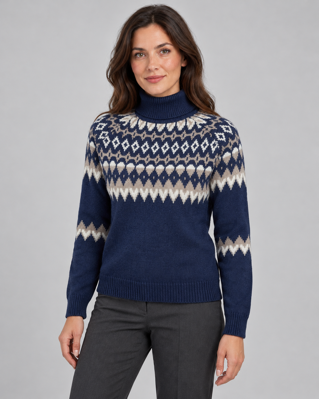 Women’s Jumper With Fair Isle Turtleneck