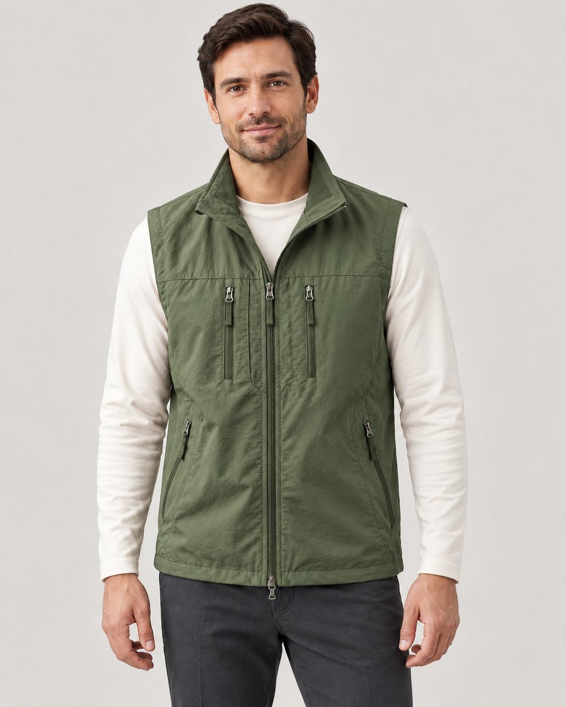 Men’s Gilet In Cotton With Zip Pockets
