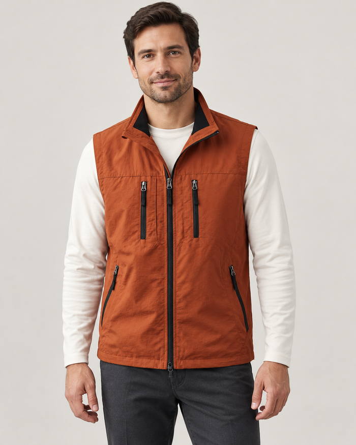 Men’s Gilet In Cotton With Zip Pockets