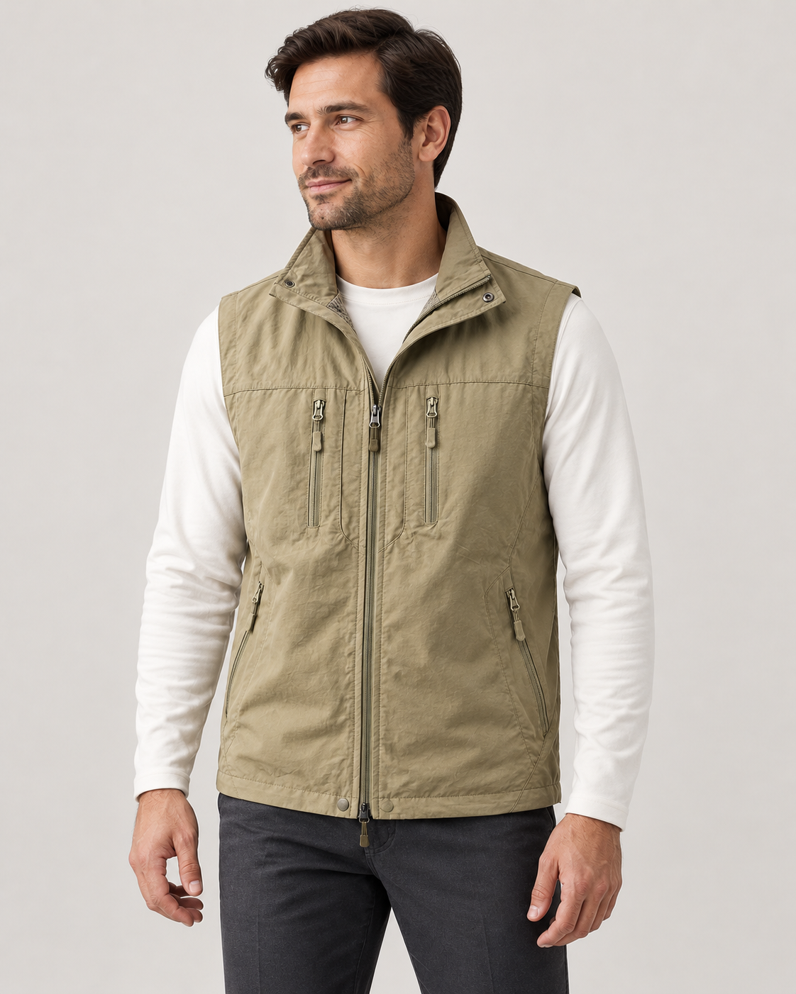 Men’s Gilet In Cotton With Zip Pockets
