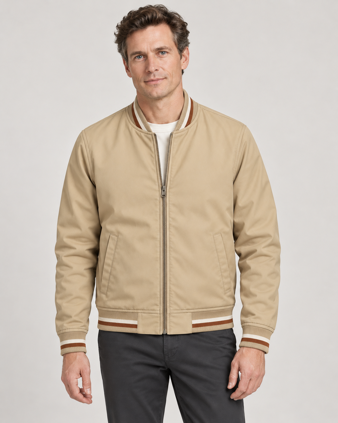 Men’s Bomber Jacket With Striped Trims