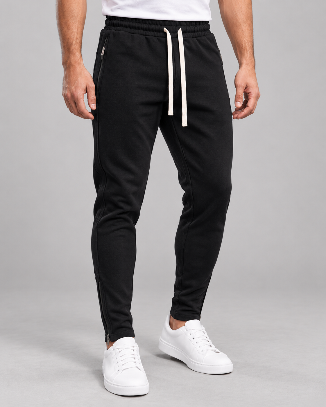 Men’s Joggers With Pintucks And Zip Hems