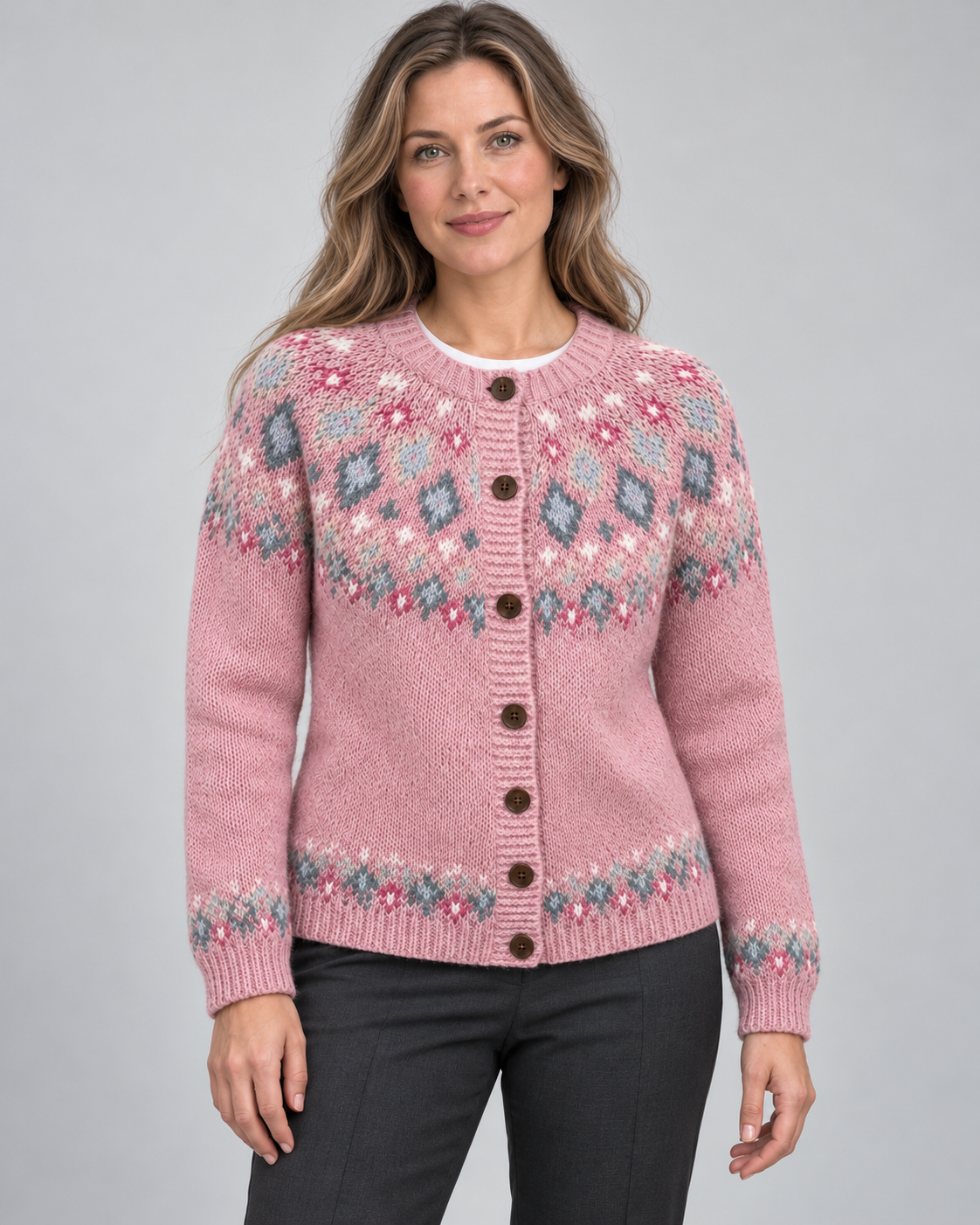 Women’s Cardigan With Fair Isle Yoke
