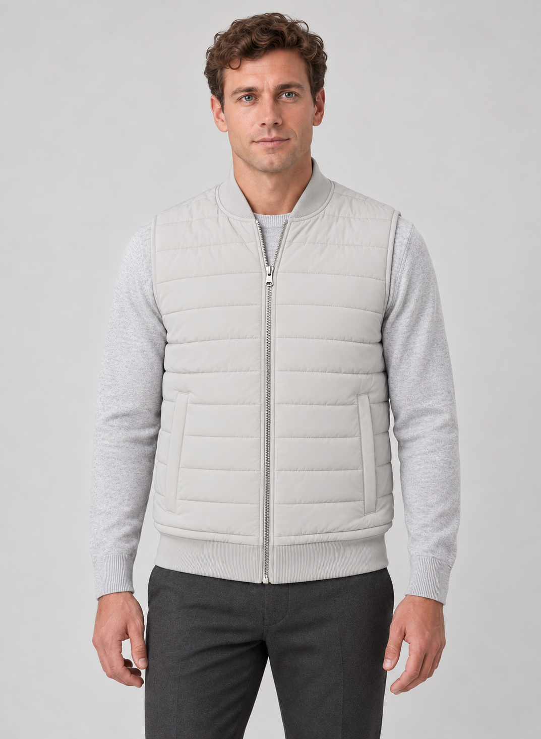Men’s Gilet With Quilted Zip Front