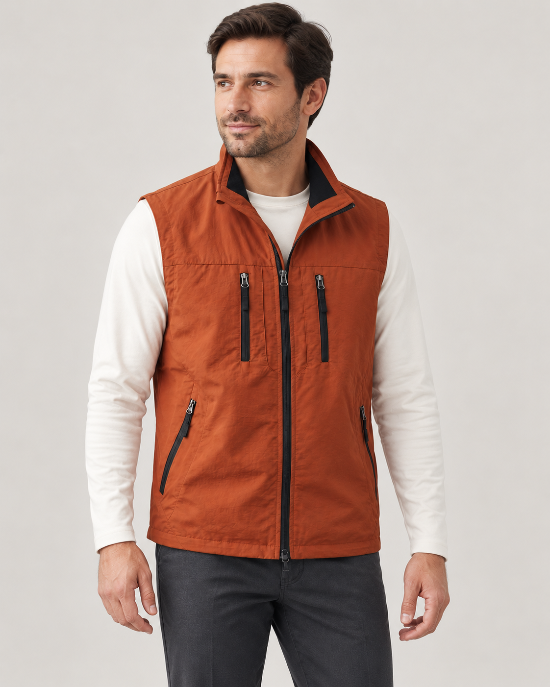 Men’s Gilet In Cotton With Zip Pockets