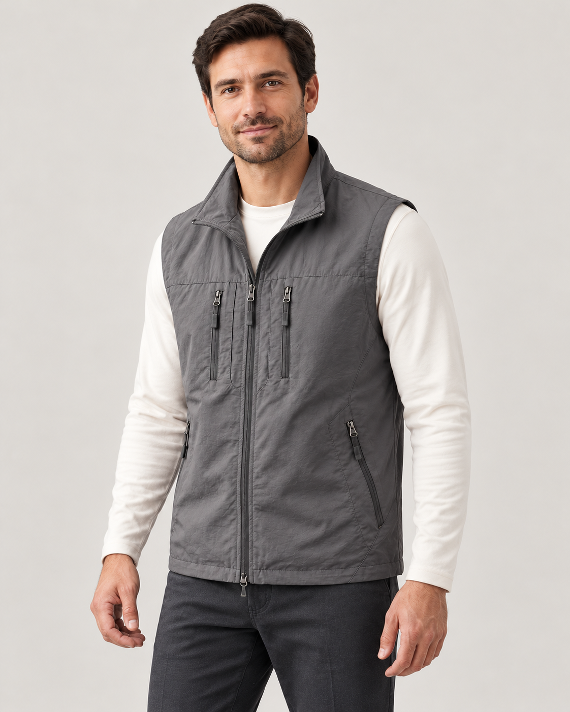 Men’s Gilet In Cotton With Zip Pockets