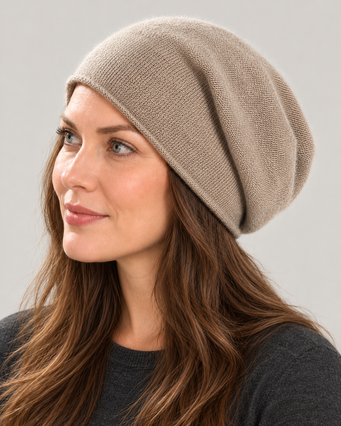 Women’s Cashmere Beanie With Slouchy Fit