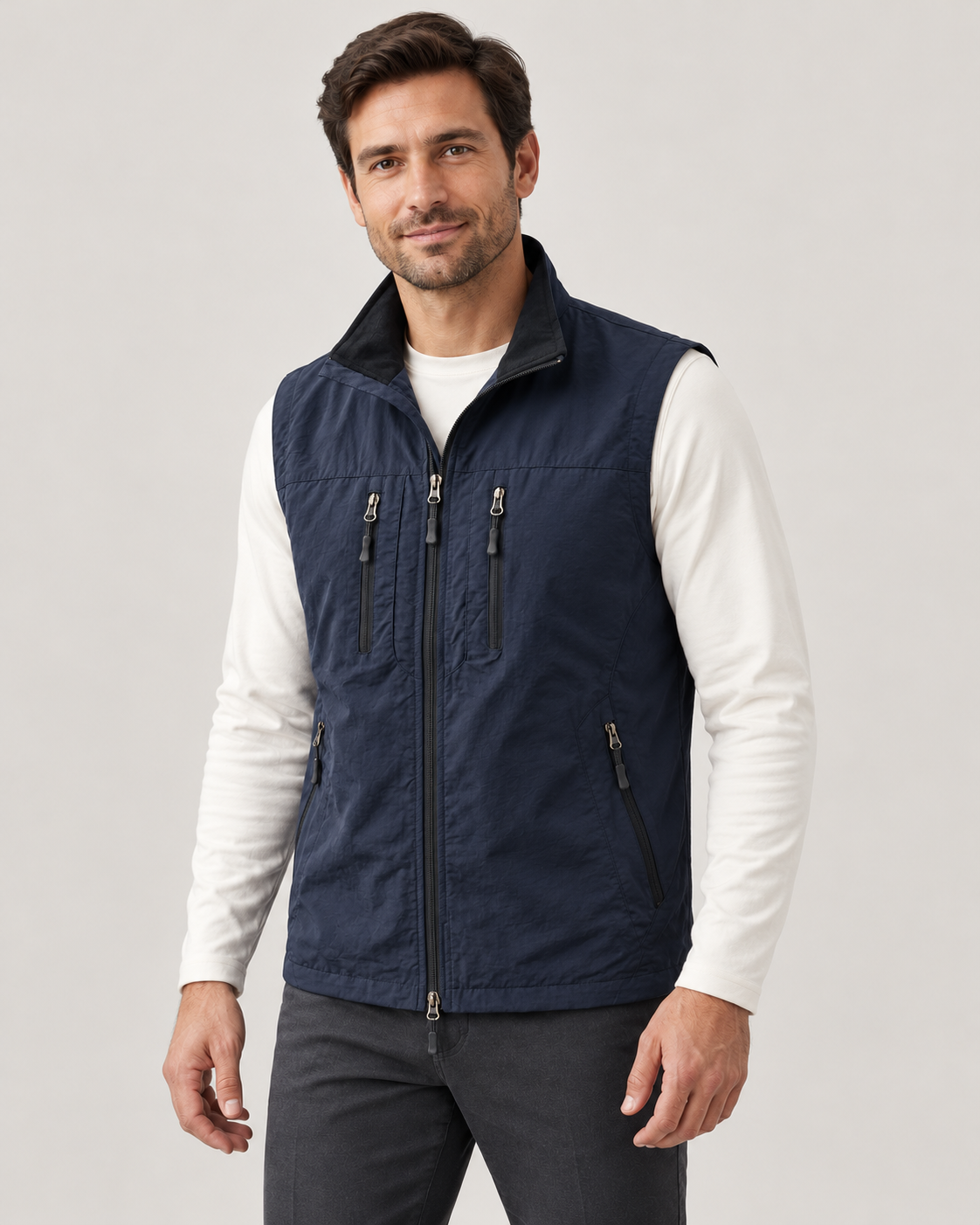 Men’s Gilet In Cotton With Zip Pockets
