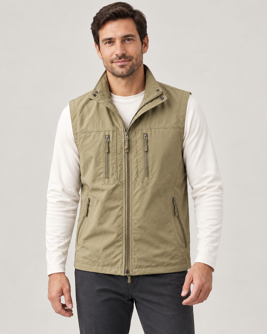Men’s Gilet In Cotton With Zip Pockets