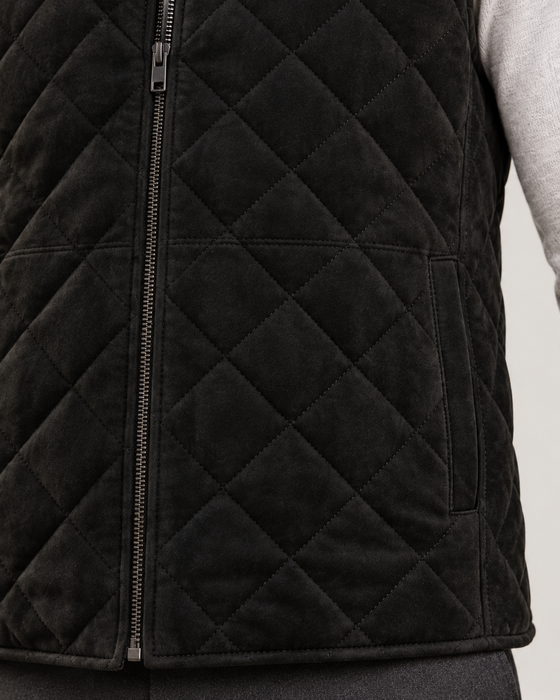 Men’s Gilet With Quilted Microsuede