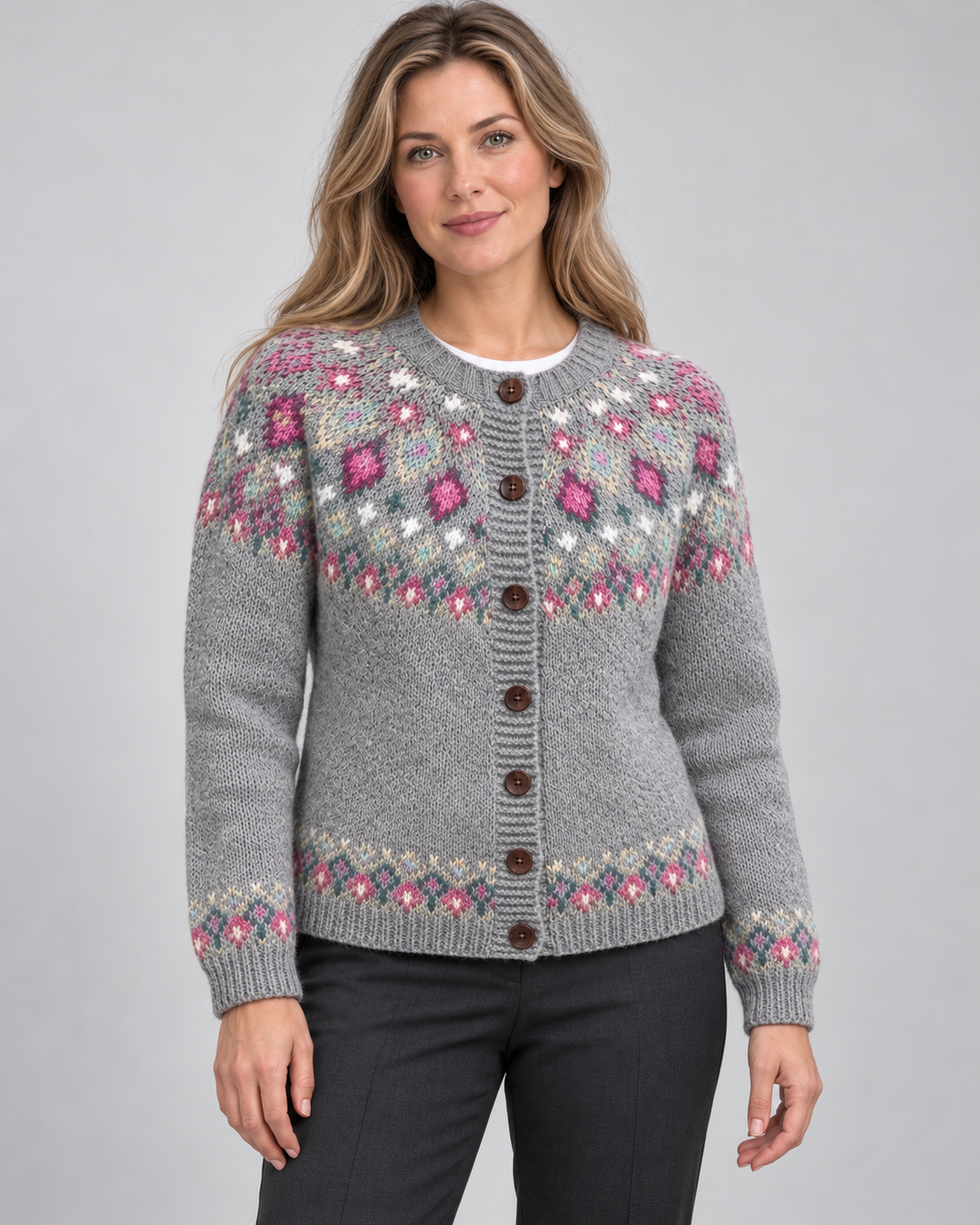 Women’s Cardigan With Fair Isle Yoke