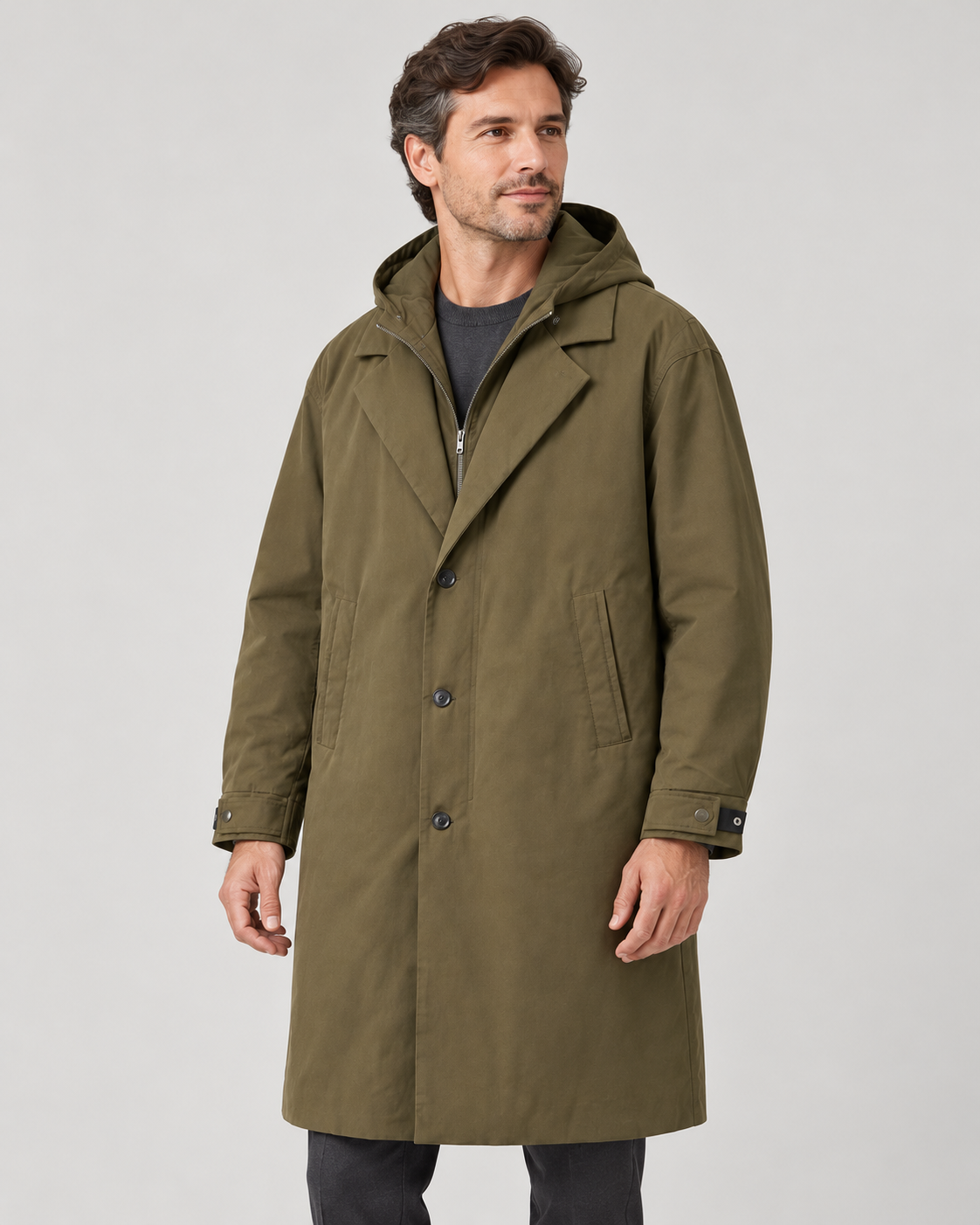 Men’s Coat With Hood And Zip Front
