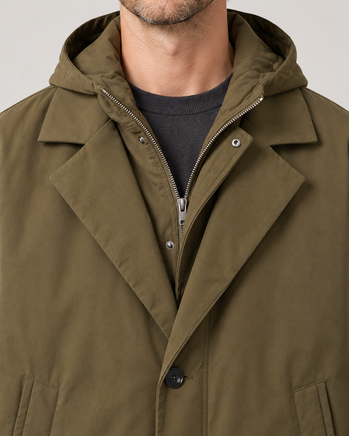 Men’s Coat With Hood And Zip Front