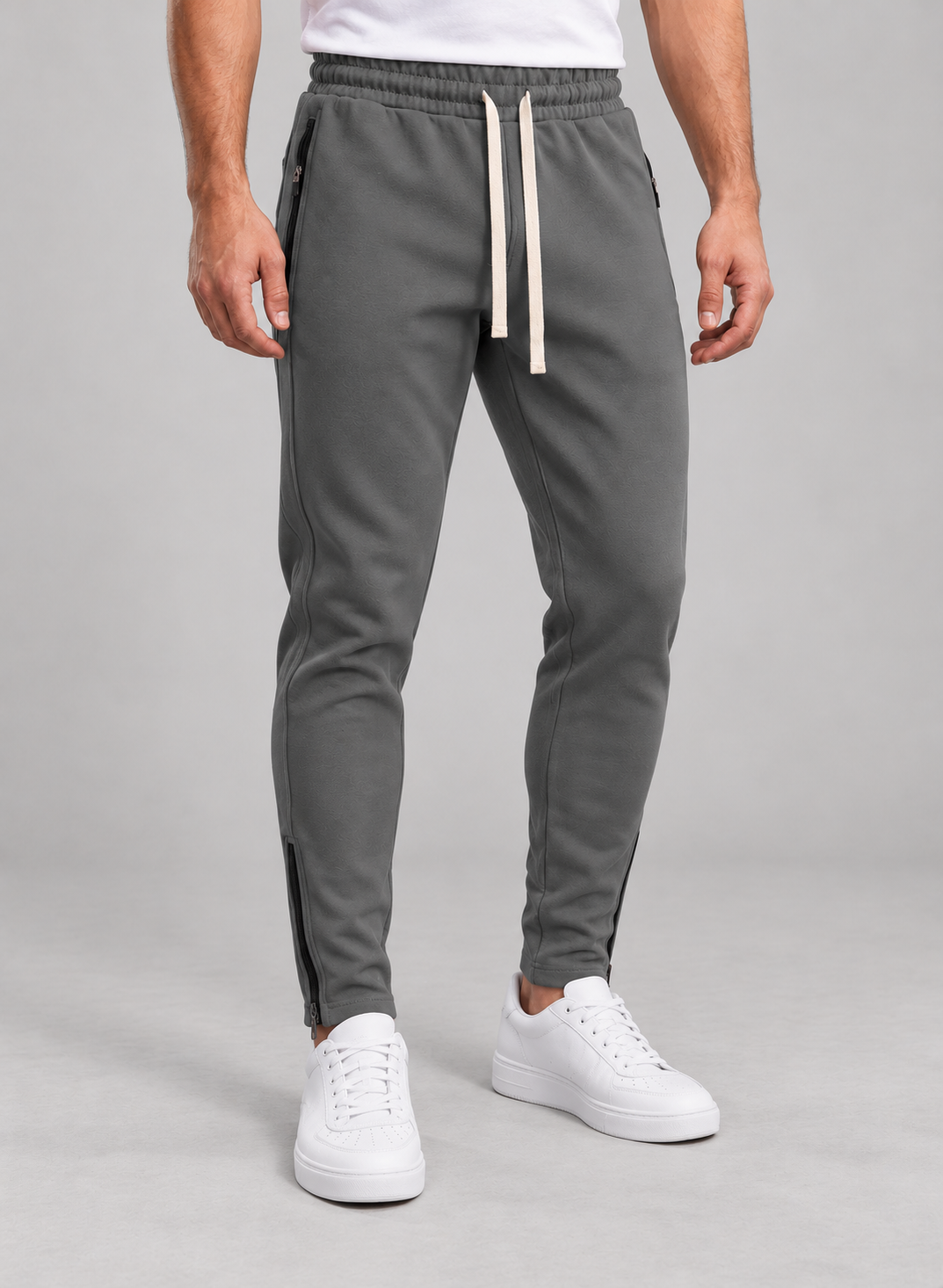 Men’s Joggers With Pintucks And Zip Hems