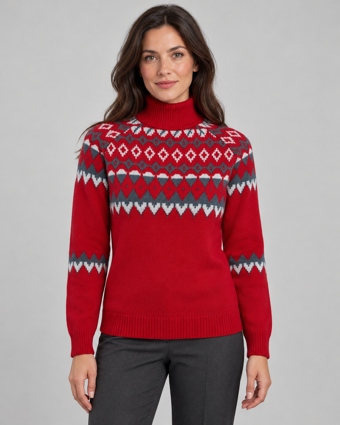 Women’s Jumper With Fair Isle Turtleneck