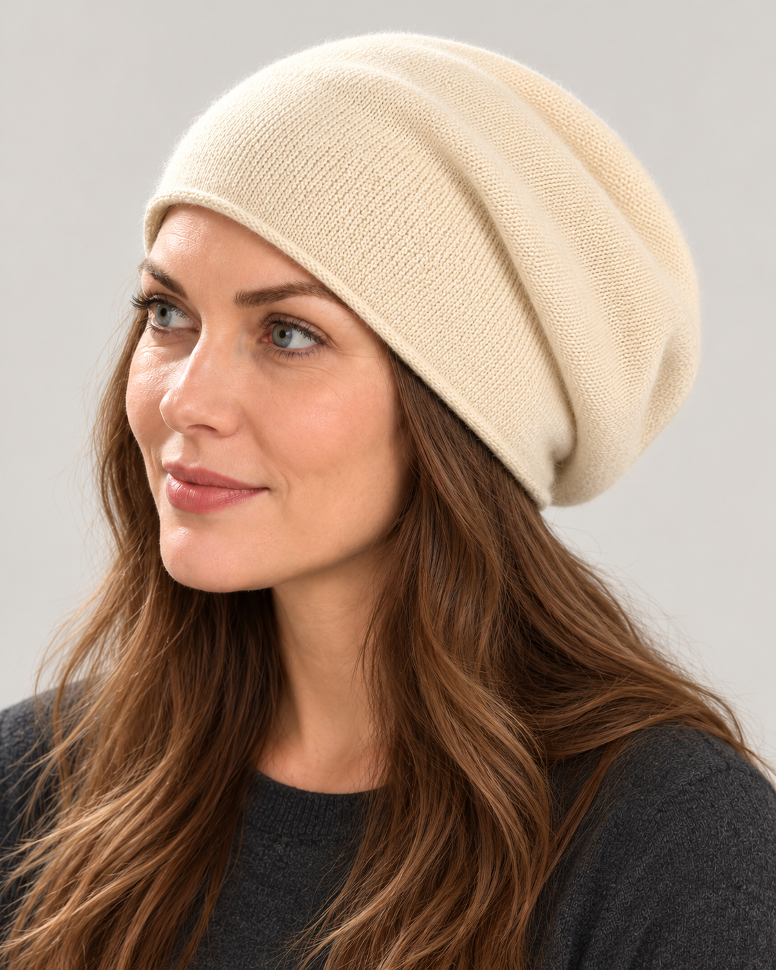 Women’s Cashmere Beanie With Slouchy Fit