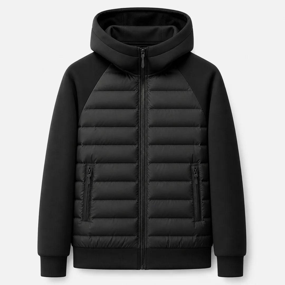 Men’s Hooded Puffer Jacket — Quilted Front