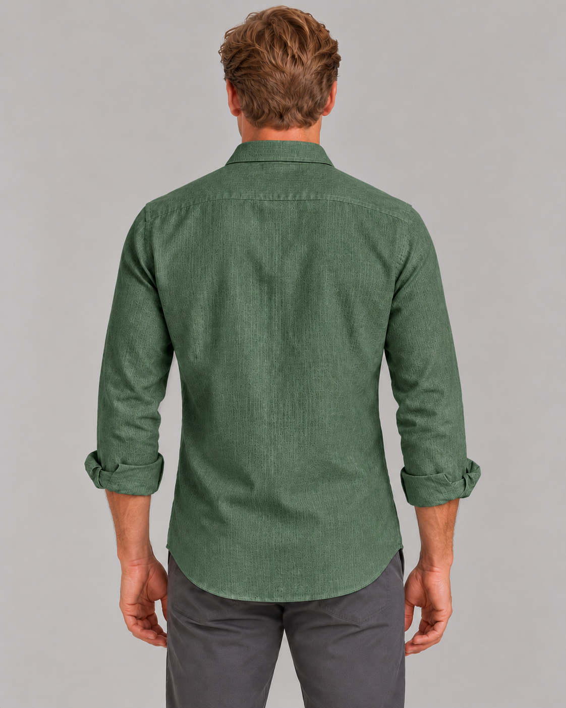 Men's Linen-Look Shirt – Classic Collar & Button Front