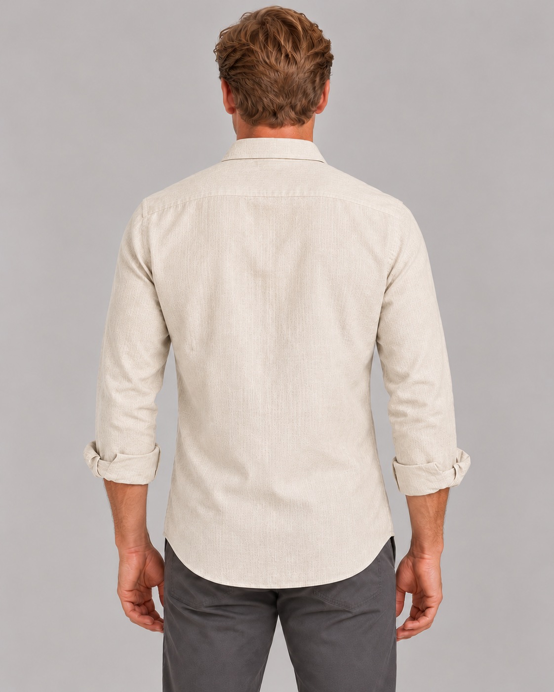 Men's Linen-Look Shirt – Classic Collar & Button Front