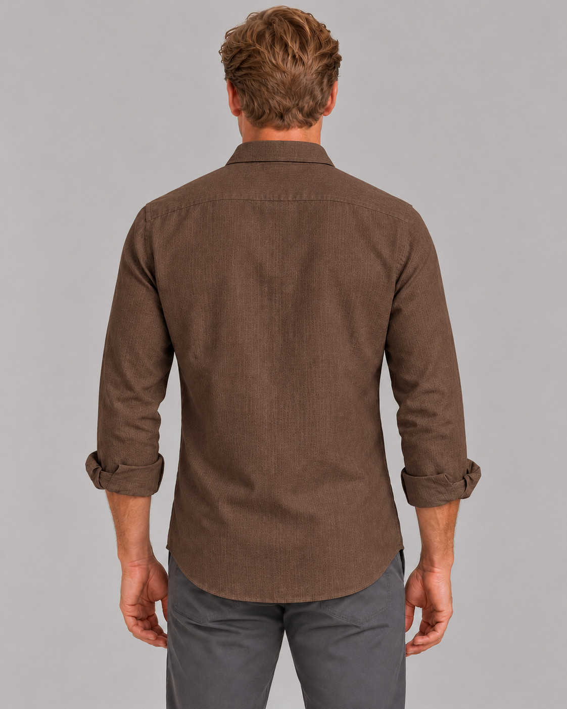 Men's Linen-Look Shirt – Classic Collar & Button Front