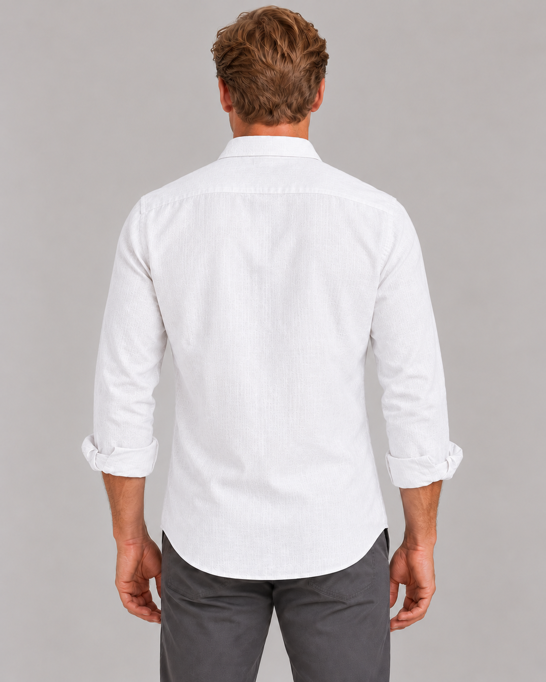 Men's Linen-Look Shirt – Classic Collar & Button Front