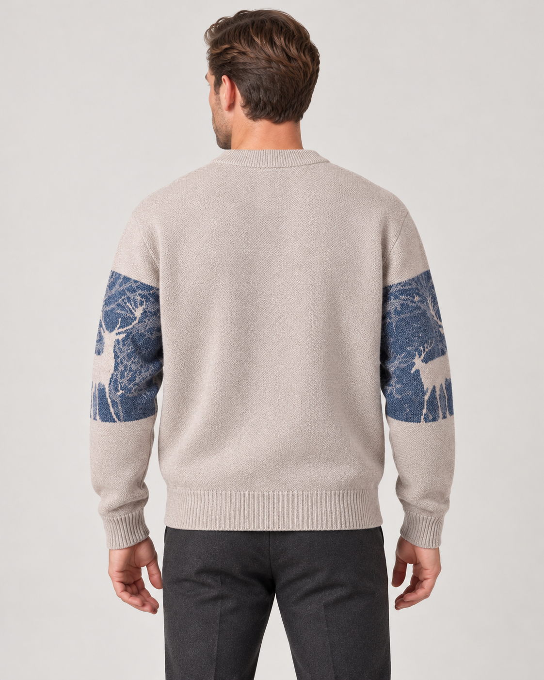 Men’s Christmas Jumper With Patterned Crew Neck