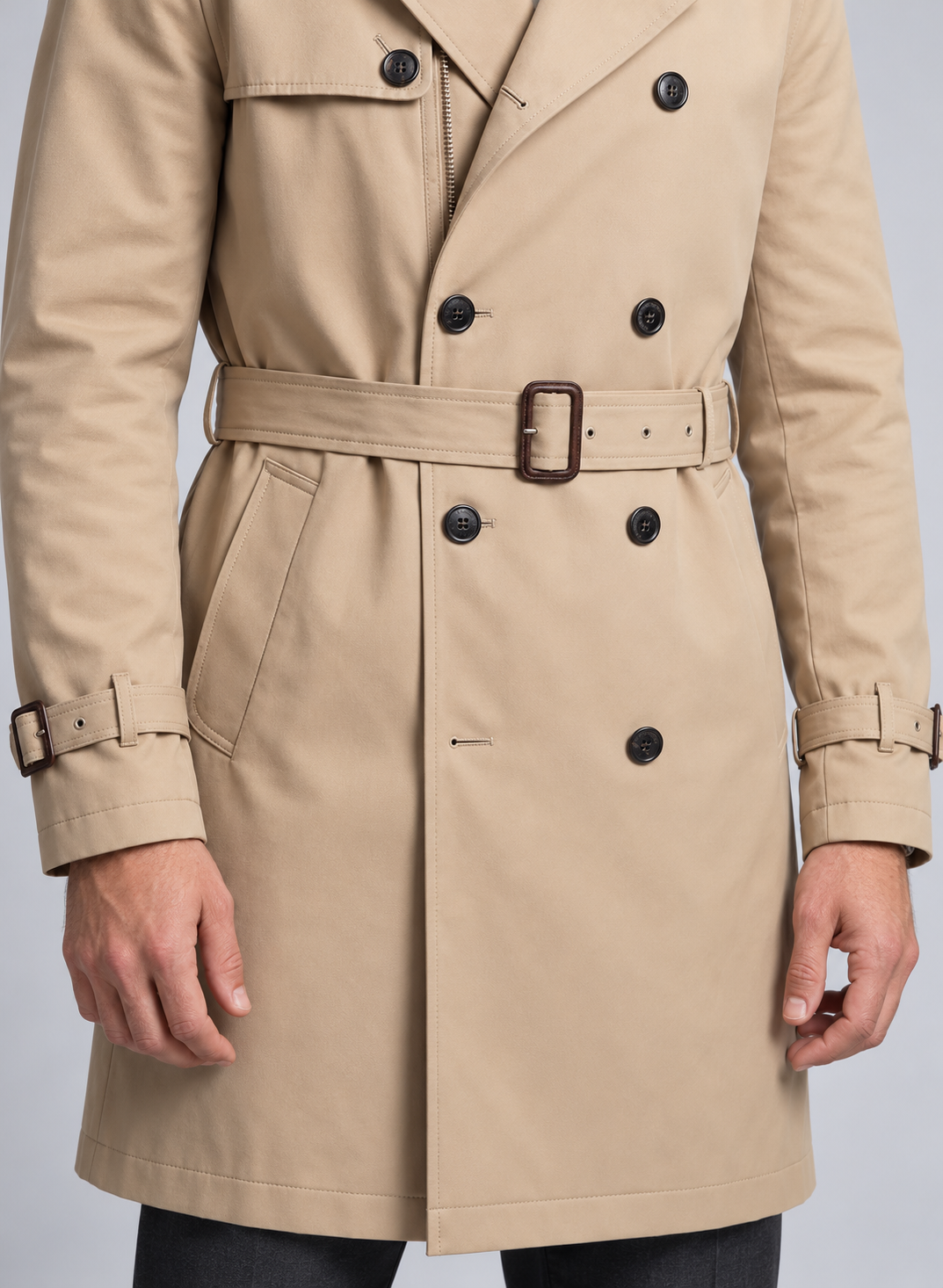 Men’s Trench Coat With Belted Waist