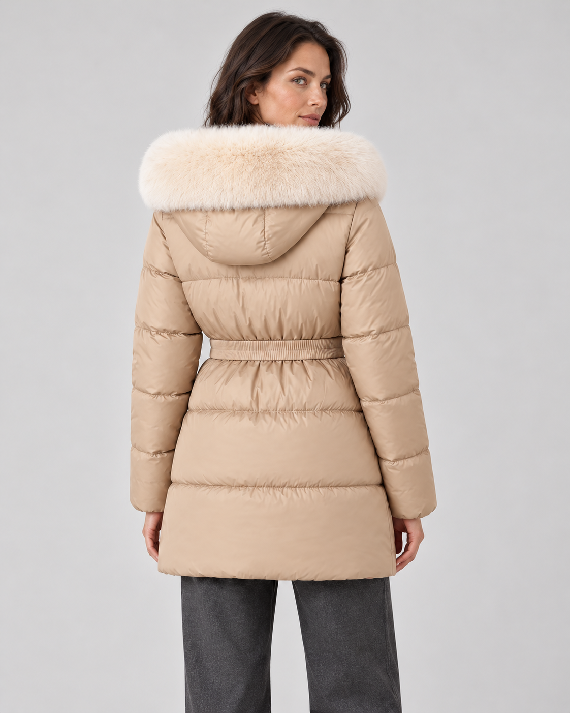 Women’s Puffer Jacket With Faux Fur Hood