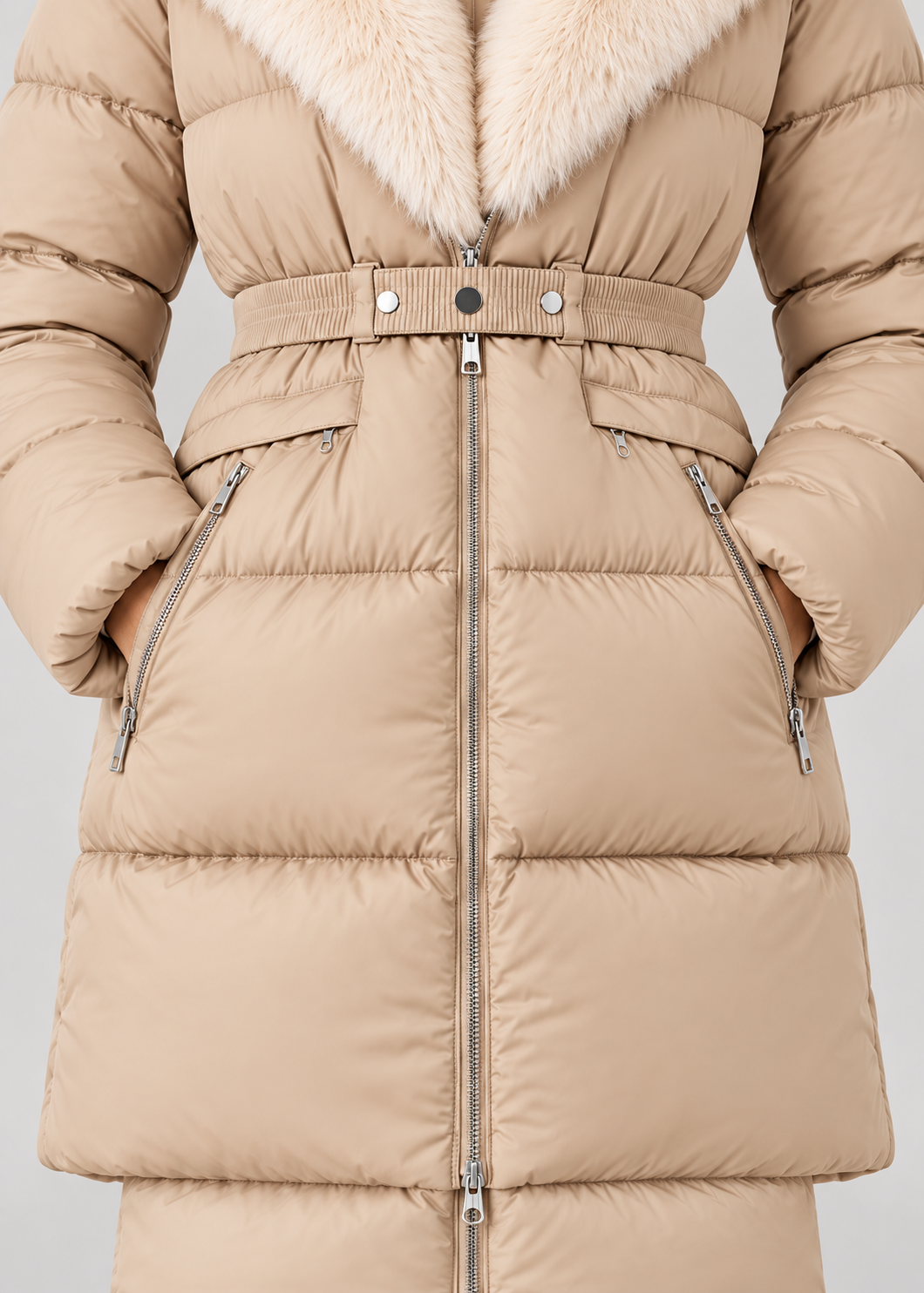 Women’s Puffer Jacket With Faux Fur Hood