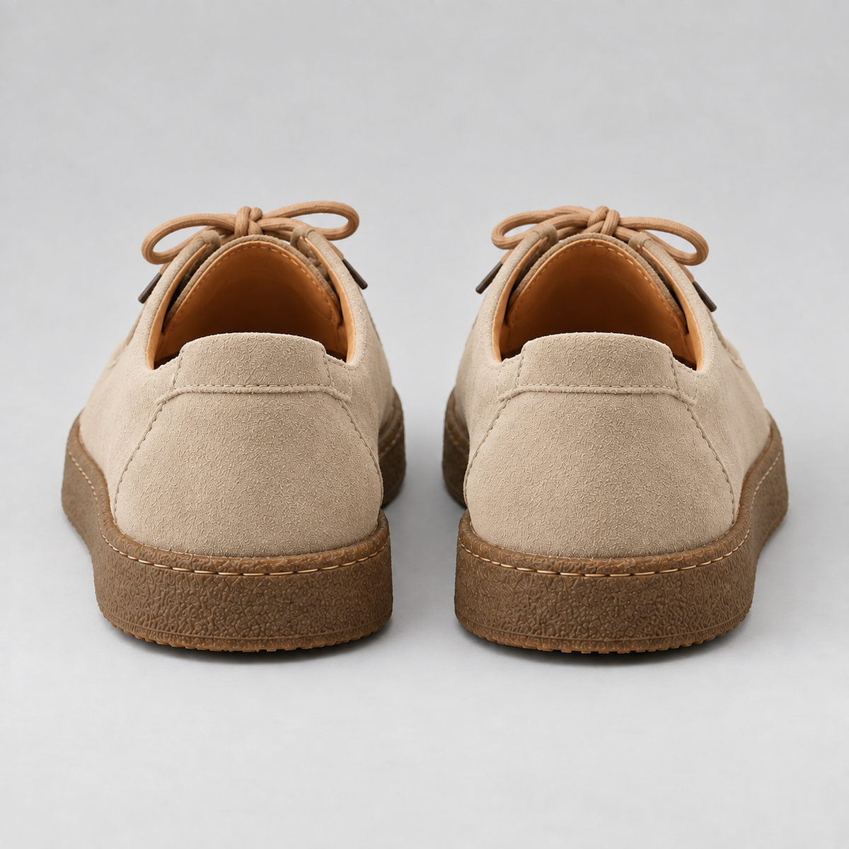 Men's Faux Suede Lace-Up Moccasins – Crepe-Style Sole