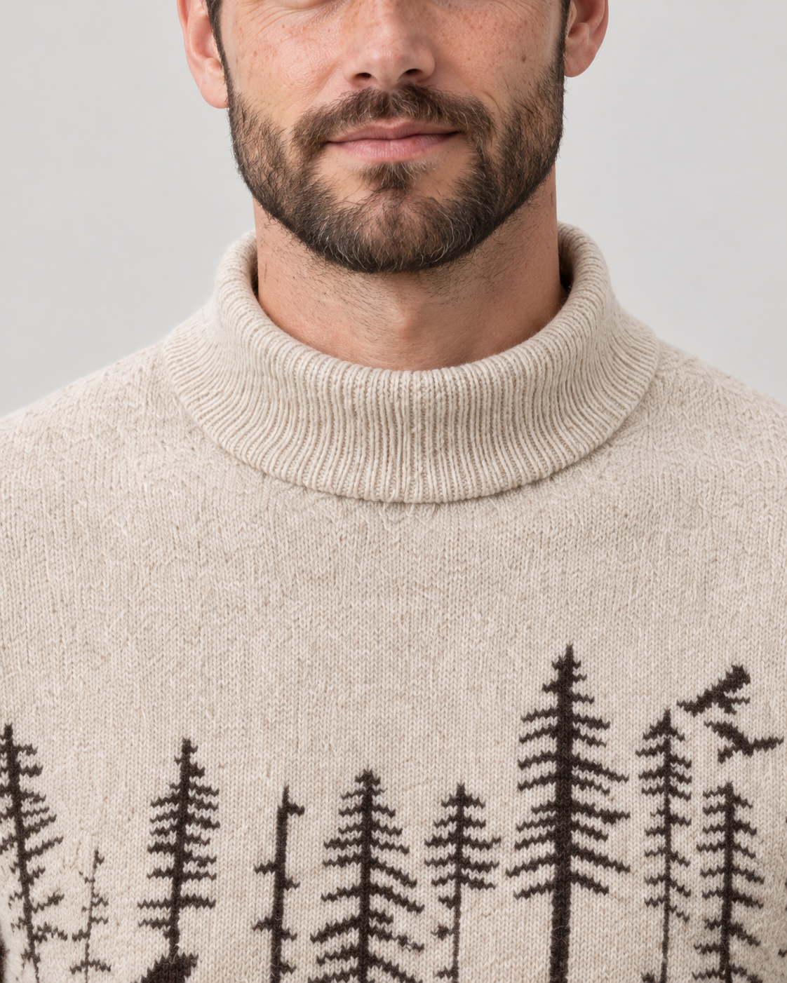 Men’s Christmas Jumper With Reindeer Mock Neck