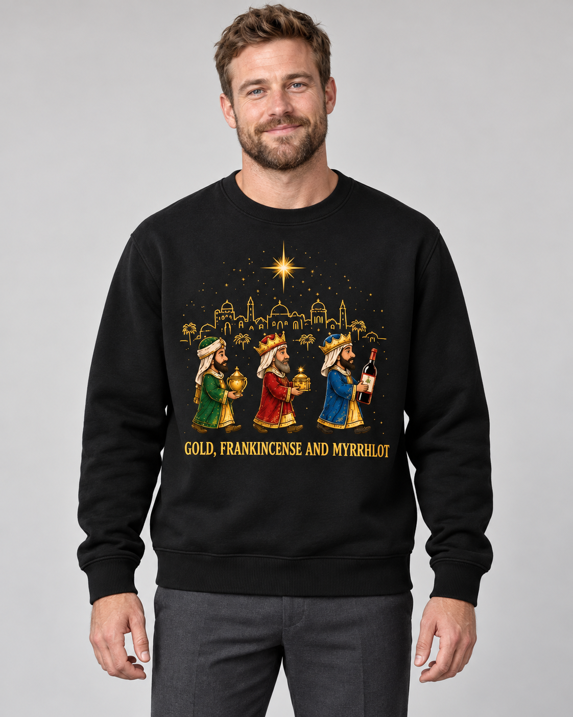 Men’s Christmas Jumper With Wise Men Graphic
