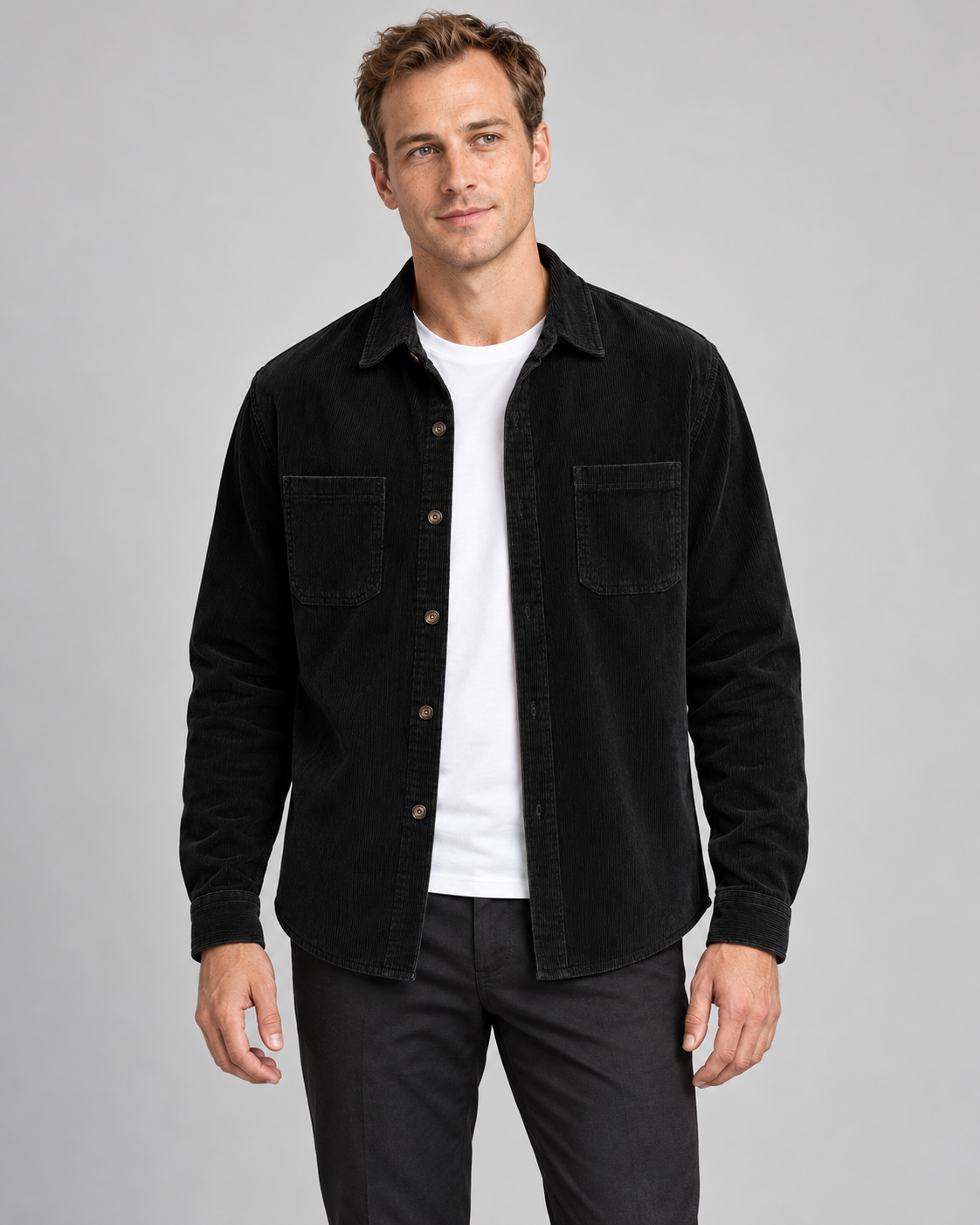 Men’s Jacket In Corduroy With Chest Pockets