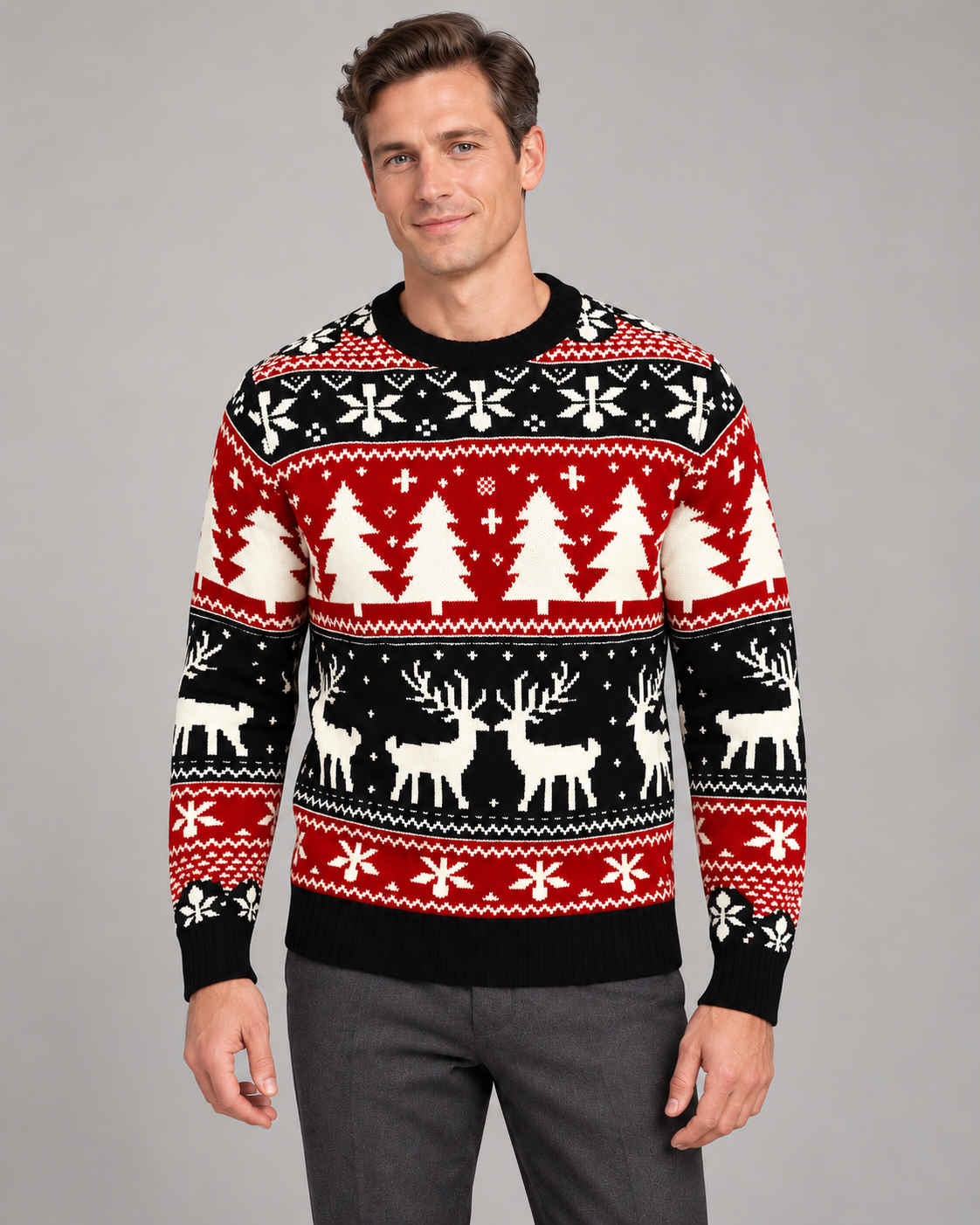 Men’s Christmas Jumper With Fair Isle Reindeer